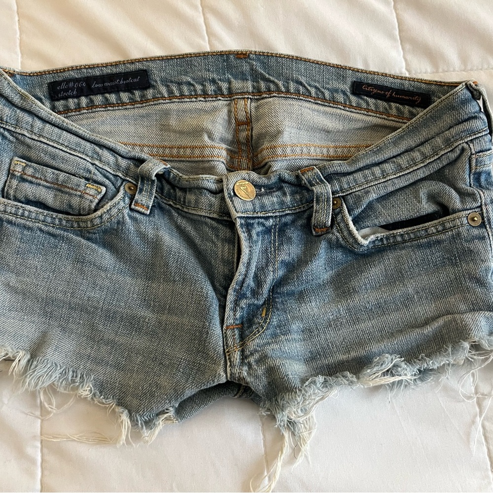 Citizens Of Humanity Light Blue Distressed Denim Jean Shorts